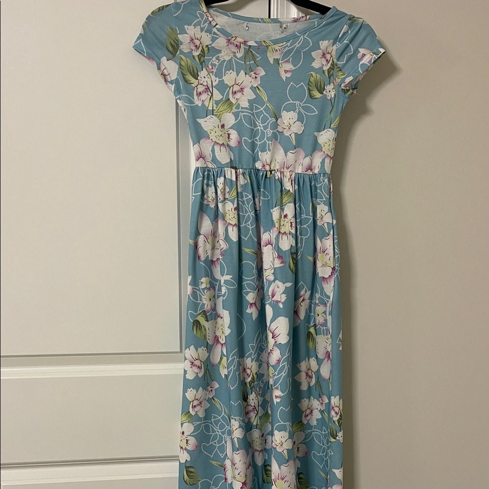 Floral Blue Kids Dress